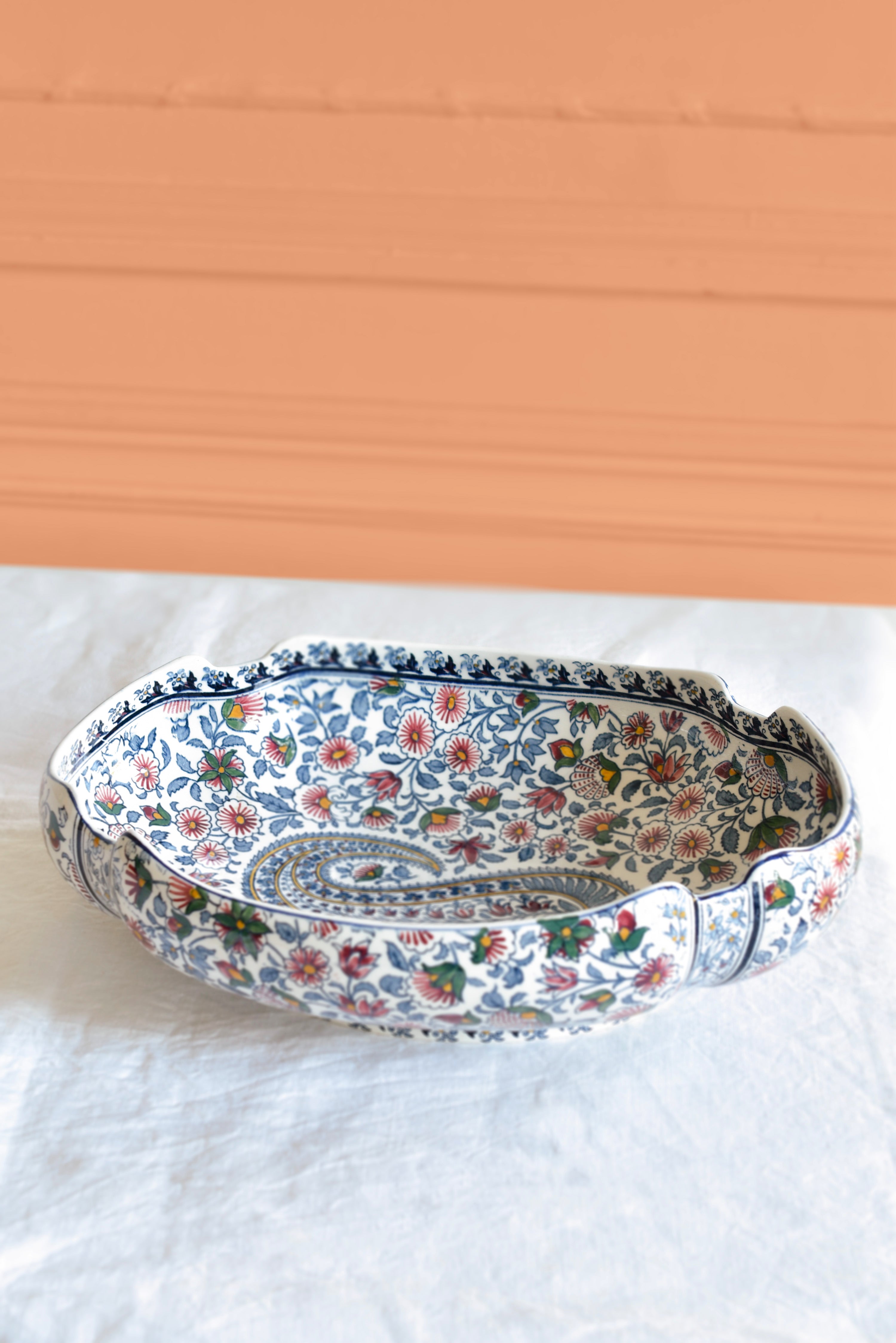 Plat corbeille Gien décor Cachemire