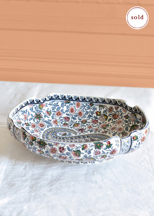 Plat corbeille Gien décor Cachemire
