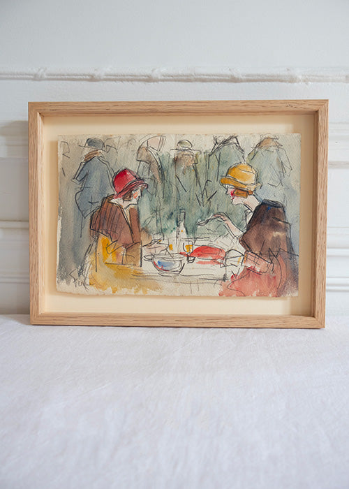 Fusain et aquarelle sur papier de Fernand Fernel 15,5 x 23,5 cm - RÉSERVÉ