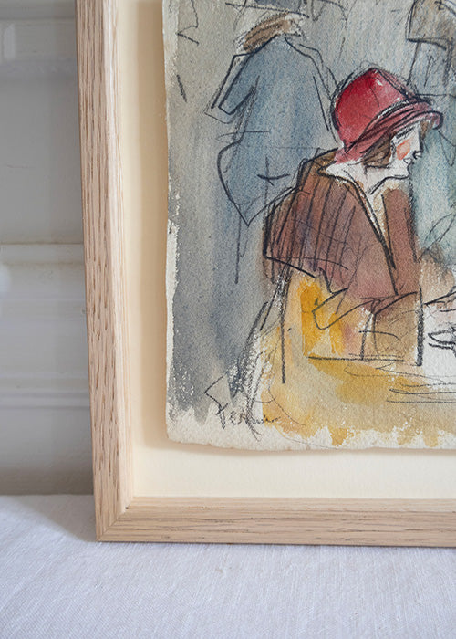 Fusain et aquarelle sur papier de Fernand Fernel 15,5 x 23,5 cm - RÉSERVÉ