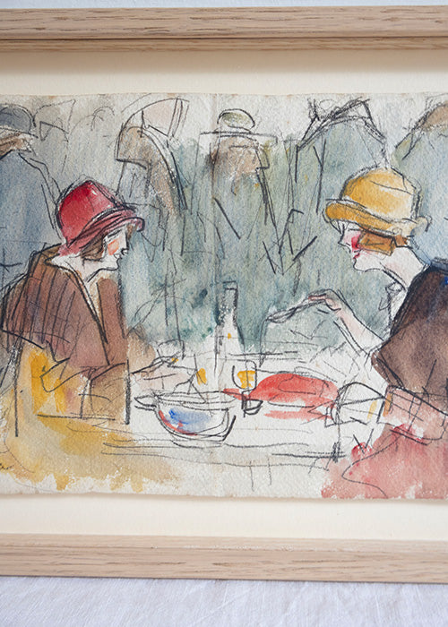 Fusain et aquarelle sur papier de Fernand Fernel 15,5 x 23,5 cm - RÉSERVÉ
