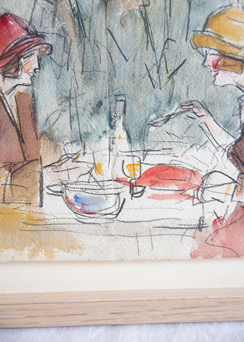 Fusain et aquarelle sur papier de Fernand Fernel 15,5 x 23,5 cm - RÉSERVÉ