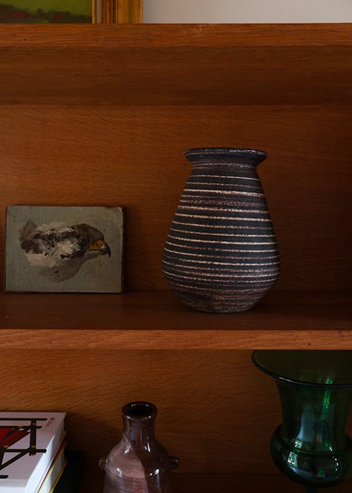 Vase Accolay à Bandes Blanches & Noires