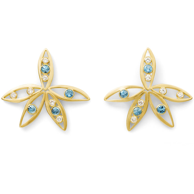 Boucles d’oreilles Bel Aloha Or jaune, Aigues-marines et Diamants