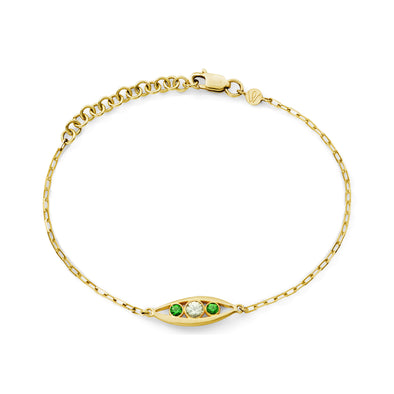 Bracelet Bel Aloha Or jaune, Saphir Vert et Tsavorites
