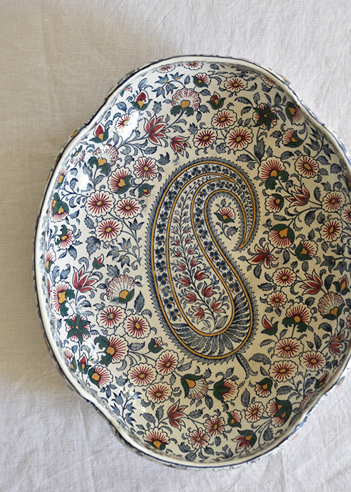 Plat corbeille Gien décor Cachemire