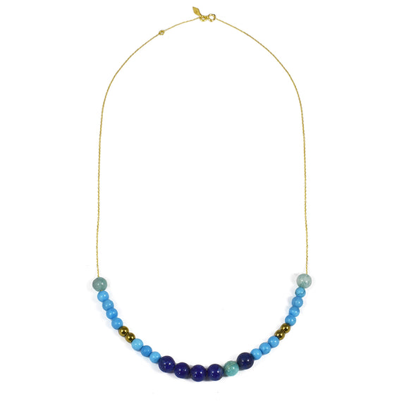 Collier Aloha Perlé Or jaune, perles de Lapis Lazuli