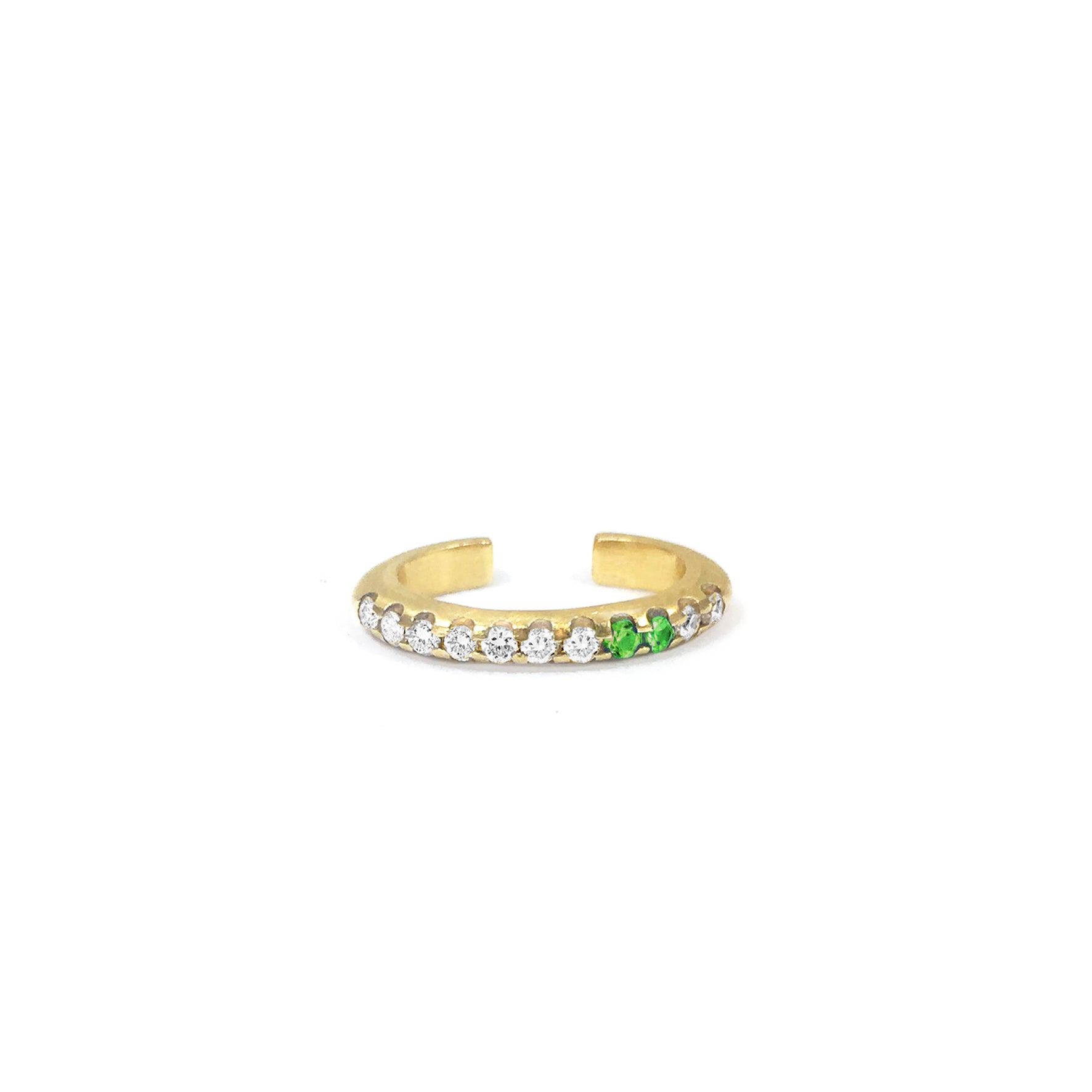 Bague d'oreille Spicy Or jaune, Tsavorites et Diamants