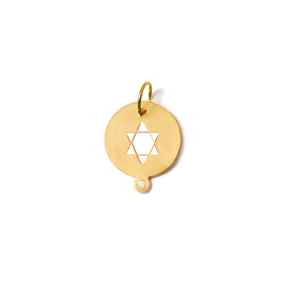 Médaille Étoile de David Or jaune et diamant
