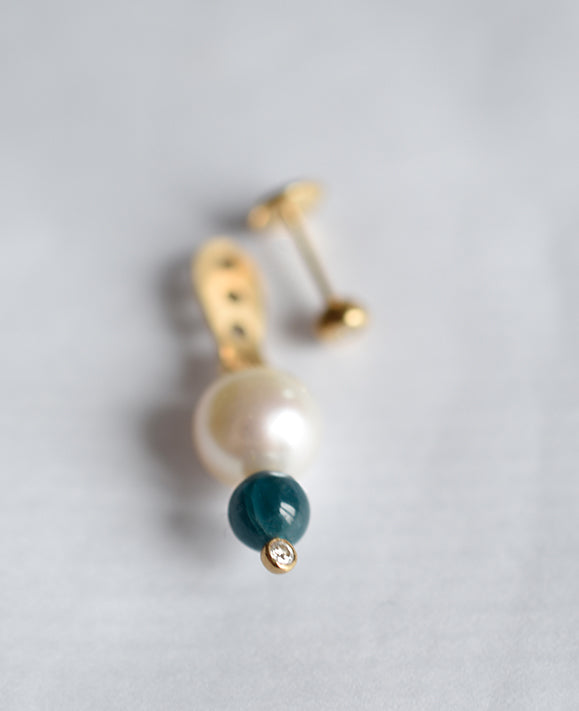 Dessous d'oreille Chance Or jaune, Perle, Apatite et Diamant