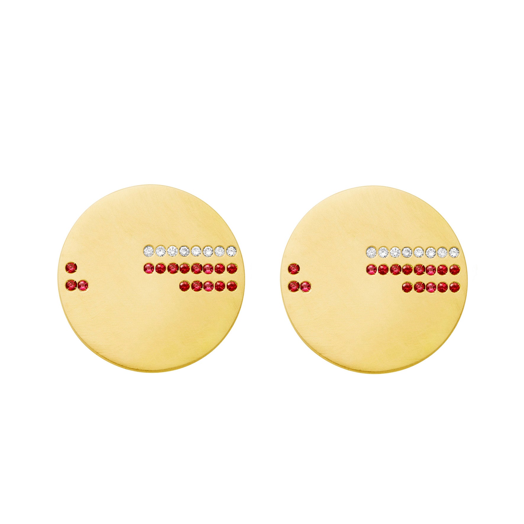 Boucle d'oreille Horizon grand modèle Or jaune Rubis et Diamants