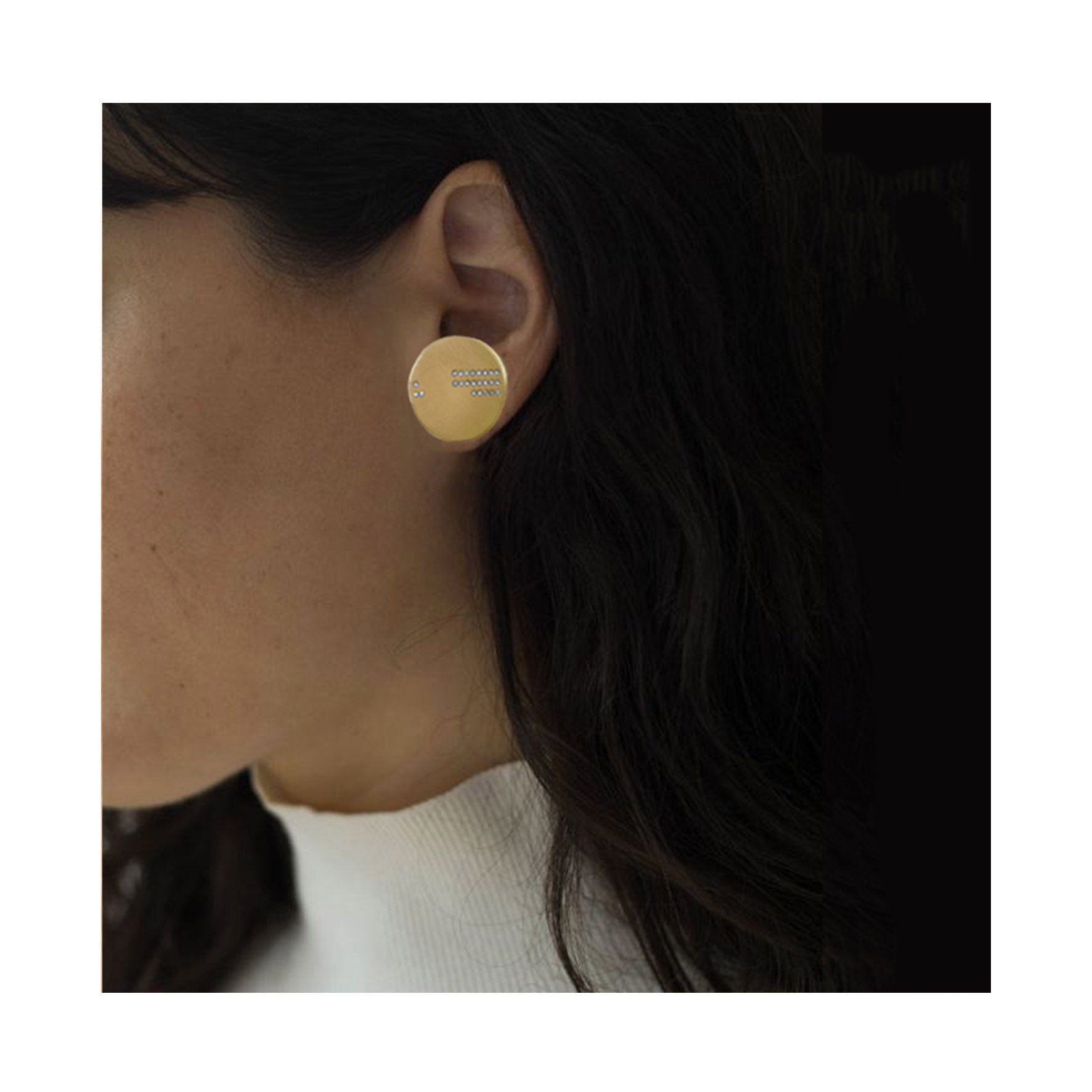 Boucle d'oreille Horizon grand modèle Or jaune Rubis et Diamants