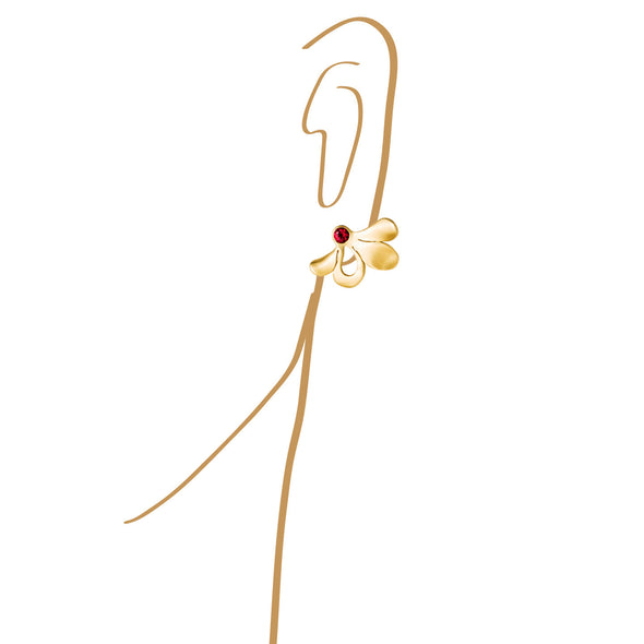 Boucles d’oreilles Pétale Or jaune et Rubis