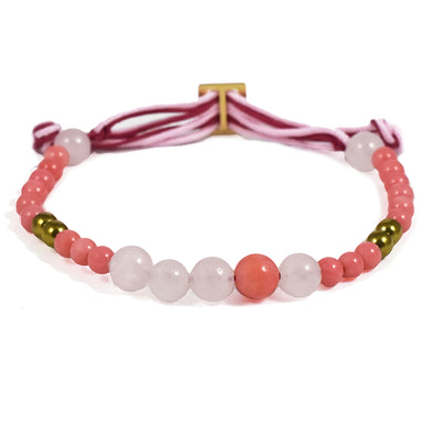 Bracelet Aloha Perlé Or jaune, perles de Quartz rose