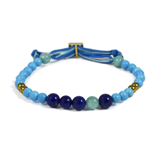 Bracelet Aloha Perlé Or jaune, perles de Lapis Lazuli et Turquoise