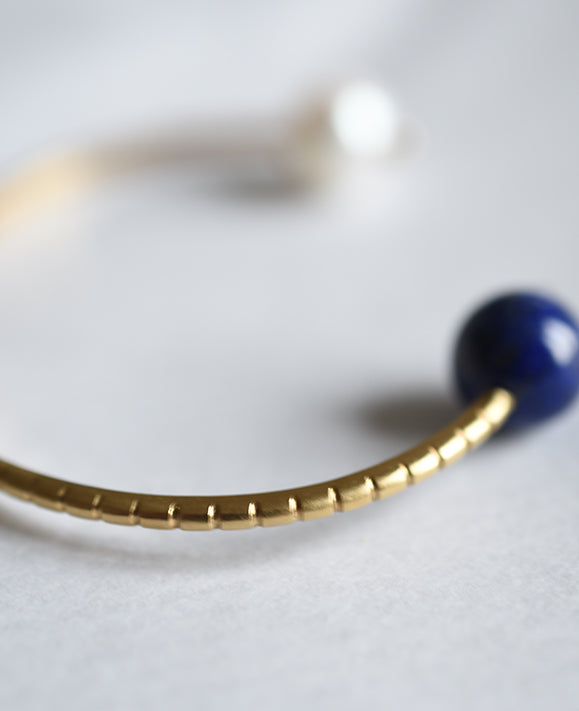 Bracelet Chance Or jaune, Perle, Lapis Lazuli et Diamants