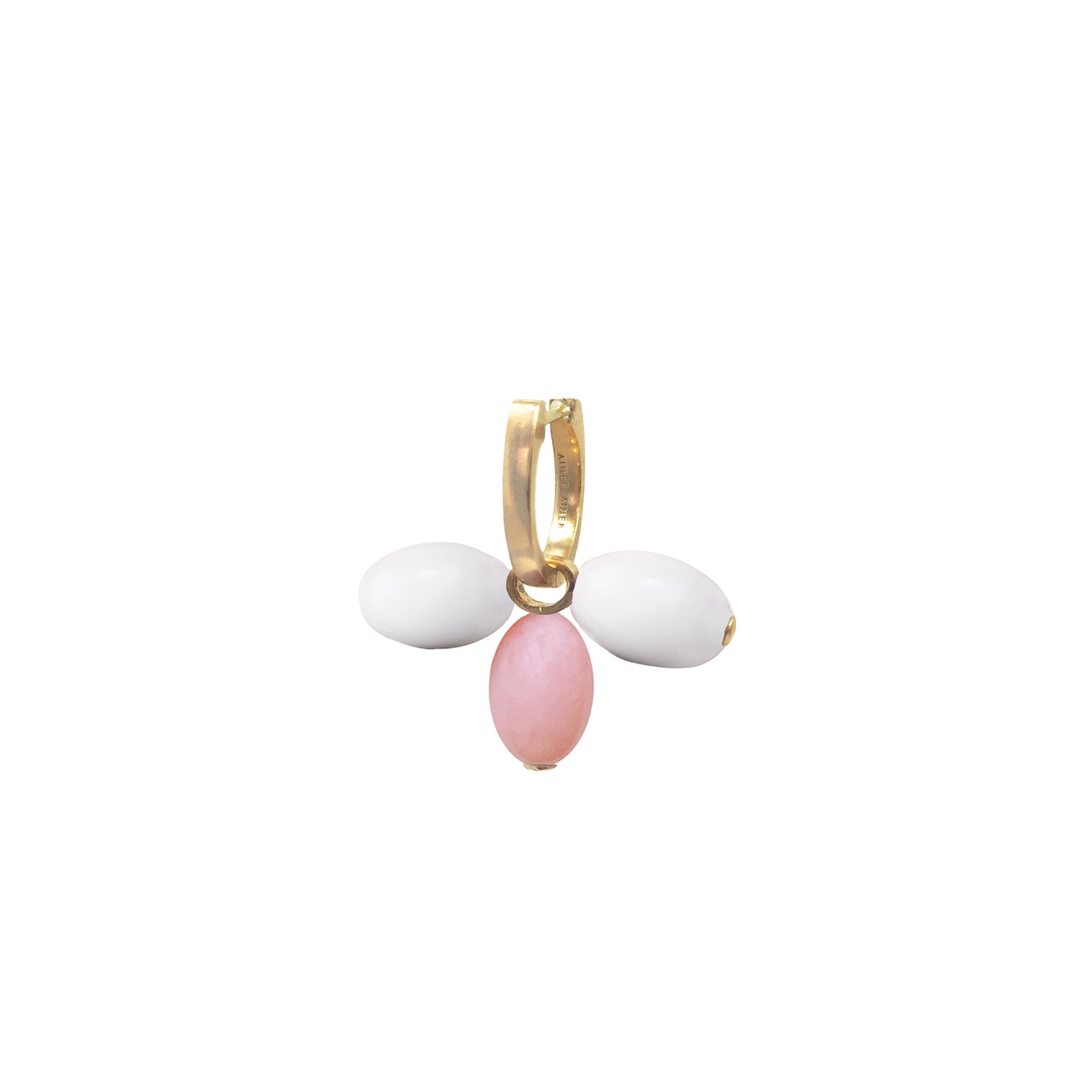 Créole Tiare Charm Or jaune, perles d'Agate blanche et d'Opale rose