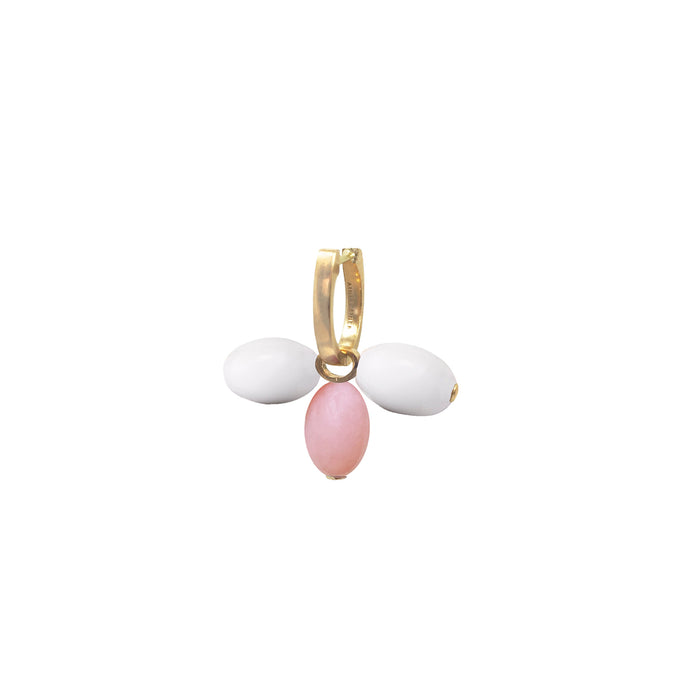 Créole Tiare Charm Or jaune, perles d'Agate blanche et d'Opale rose