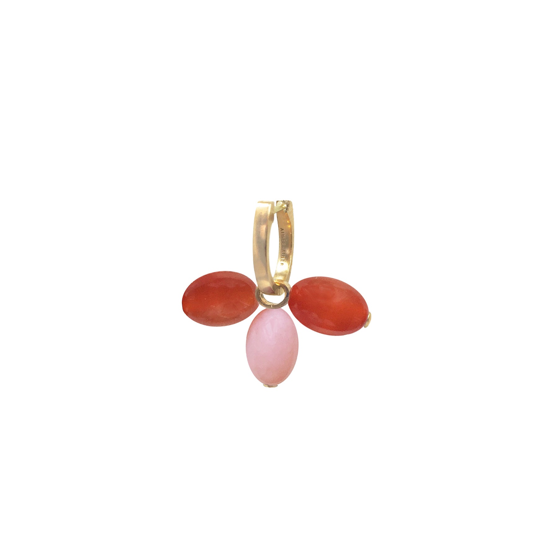 Créole Tiare Charm Or jaune, perles de Cornaline et d'Opale rose