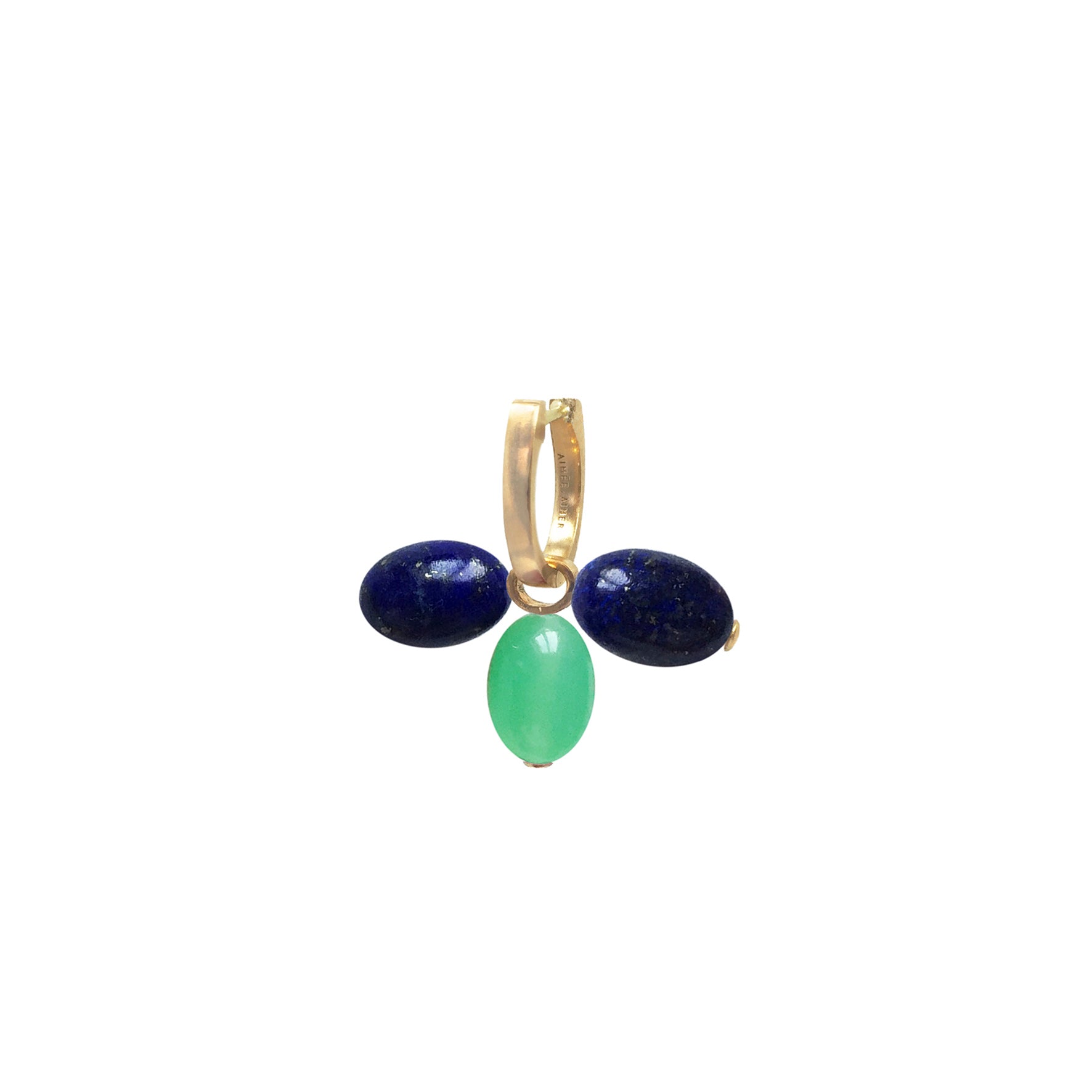 Créole Tiare Charm Or jaune, perles de Lapis Lazuli et de Chrysoprase