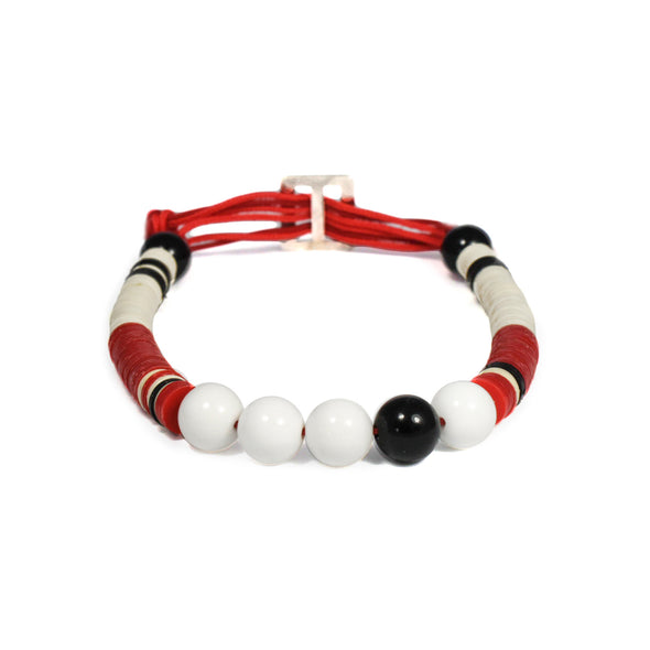Bracelet Aloha Perlé Argent, perles d'Agate blanche et d'Onyx