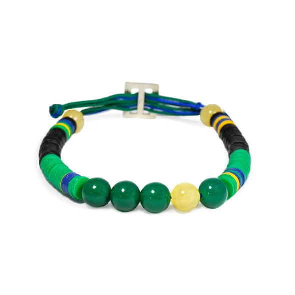 Bracelet Aloha Perlé Argent, perles d'Agate verte et d'Aragonite
