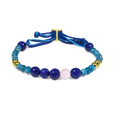 Bracelet Aloha Perlé Or jaune, perles de Lapis Lazuli et d'Apatite