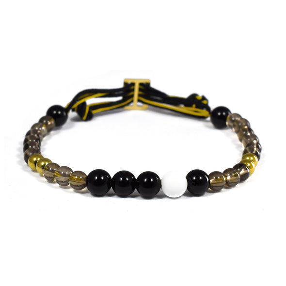 Bracelet Aloha Perlé Or jaune, perles d'Onyx et de Quartz Fumé