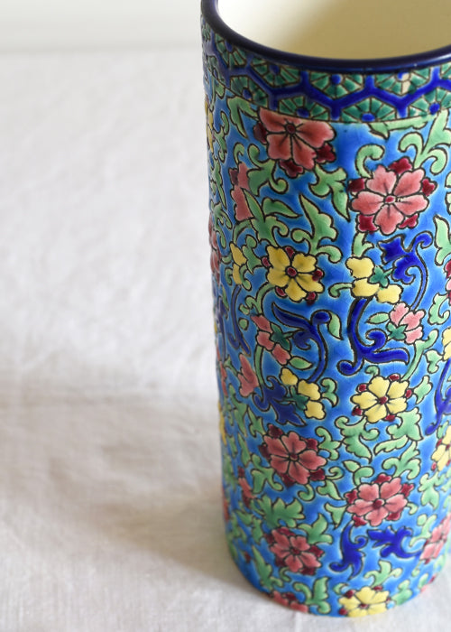 Vase Fleuri multicolore émaux de Longwy